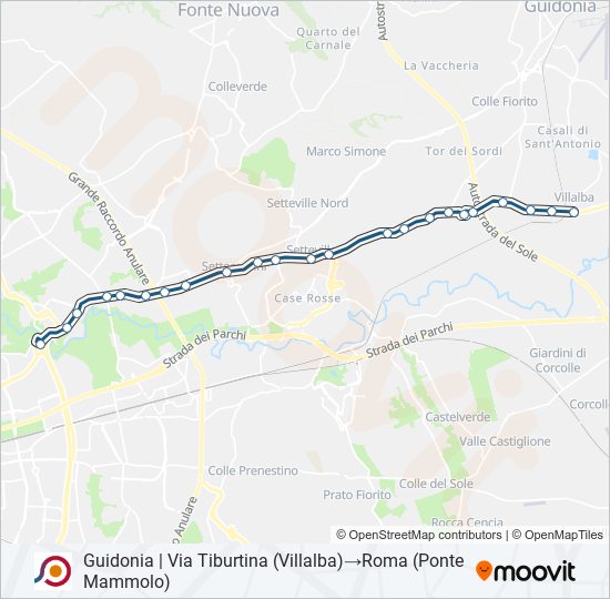 Percorso linea bus COTRAL