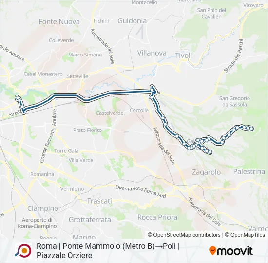 Percorso linea bus COTRAL
