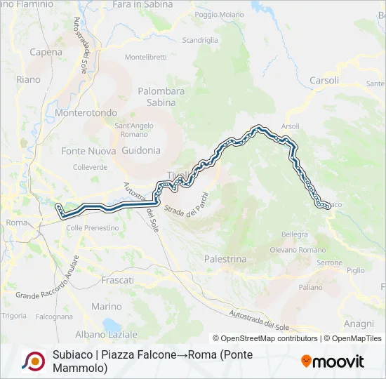 Percorso linea bus COTRAL