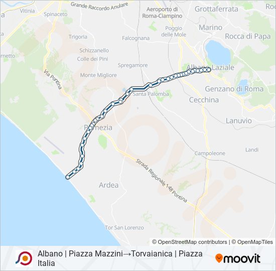 Percorso linea bus COTRAL