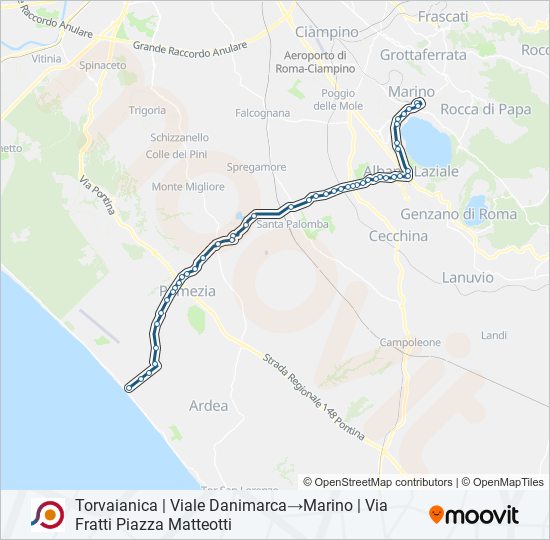 Percorso linea bus COTRAL