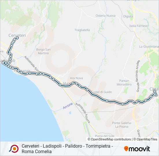 Percorso linea bus COTRAL