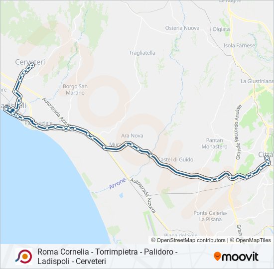 Percorso linea bus COTRAL