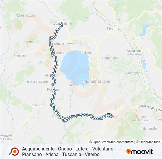 Percorso linea bus COTRAL