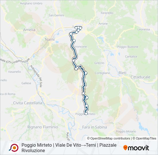 Percorso linea bus COTRAL