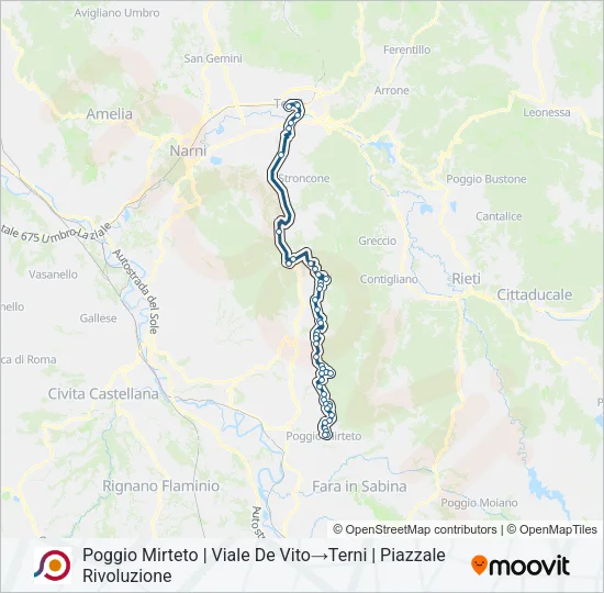 Percorso linea bus COTRAL