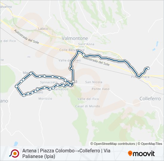 Percorso linea bus COTRAL