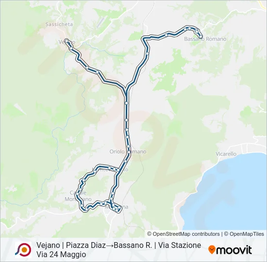 Percorso linea bus COTRAL
