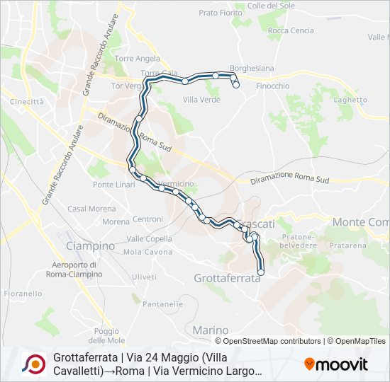 Percorso linea bus COTRAL