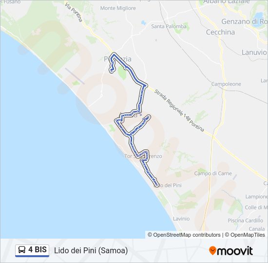 Percorso linea bus 4 BIS