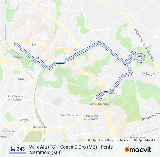 343 Bus Line Map