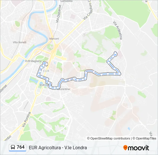 764 Bus Line Map