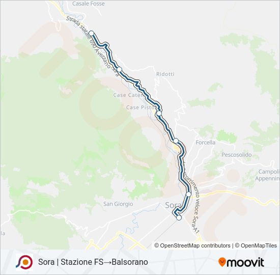 Percorso linea bus COTRAL