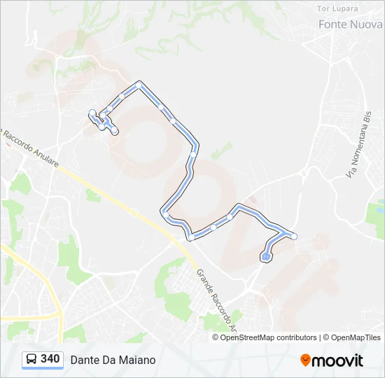 340 Bus Line Map