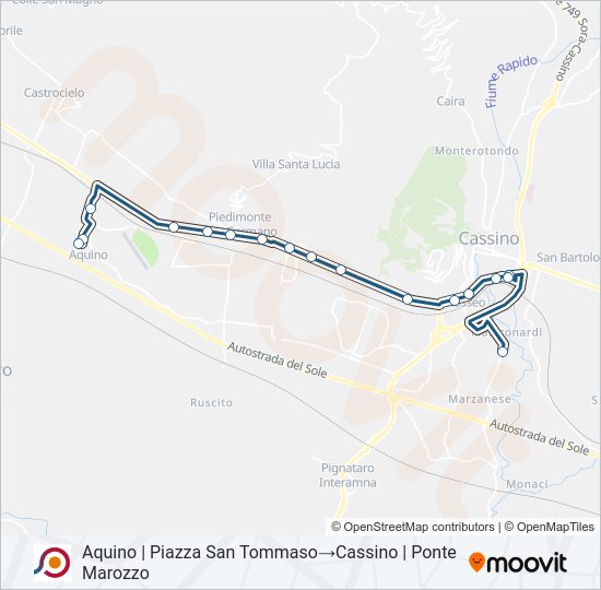 Percorso linea bus COTRAL