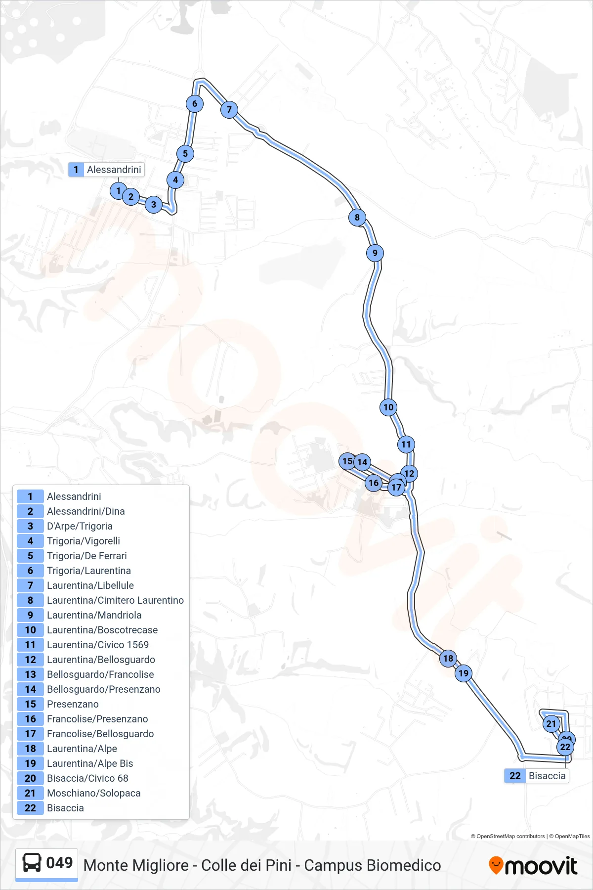 Linea 049 bus (Bisaccia) - Percorsi e fermate sulla mappa