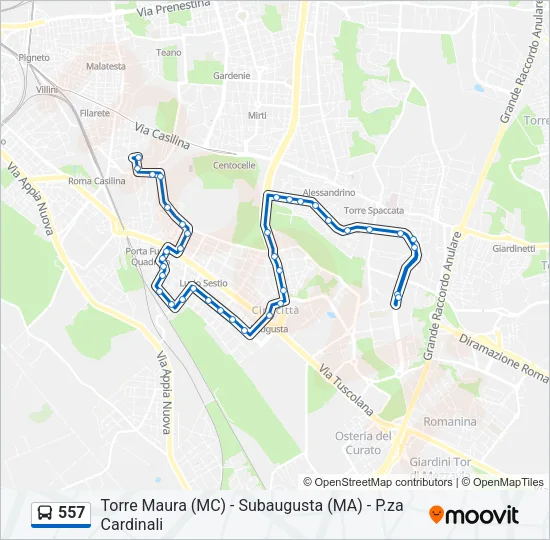557 Bus Line Map