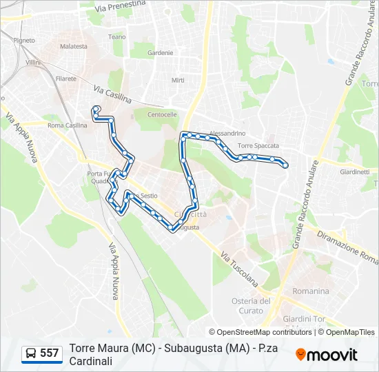 557 Bus Line Map