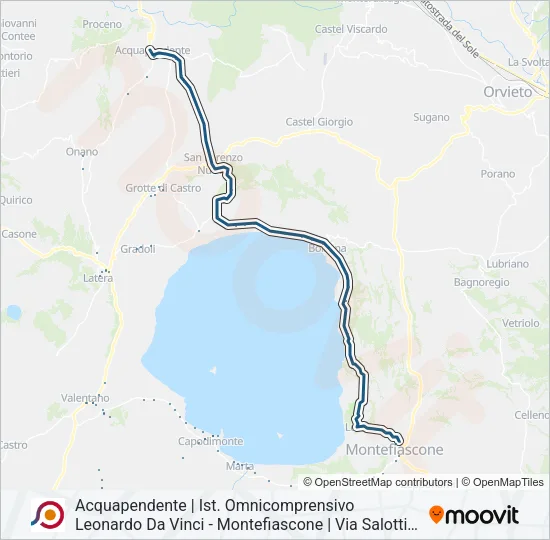 Percorso linea bus COTRAL