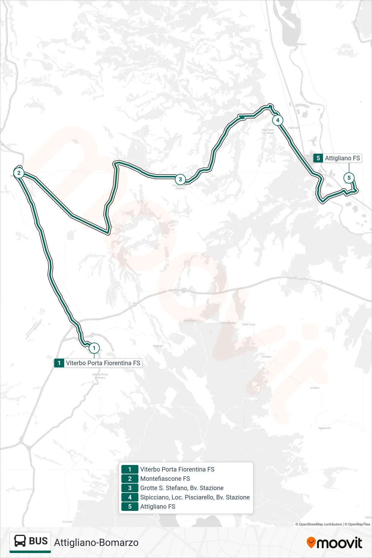 Linea BUS bus (Attigliano-Bomarzo) - Percorsi e fermate sulla mappa