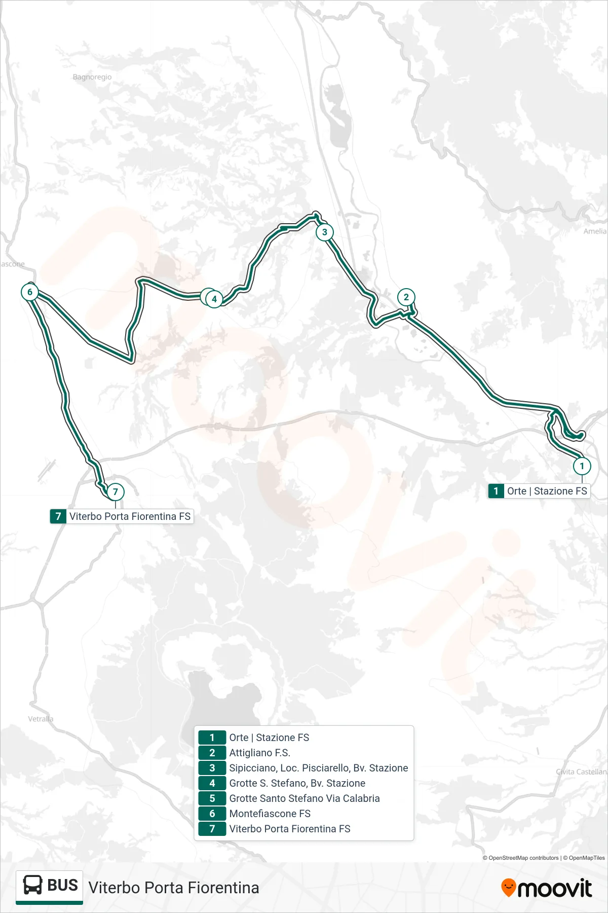 Linea BUS bus (Viterbo Porta Fiorentina) - Percorsi e fermate sulla mappa