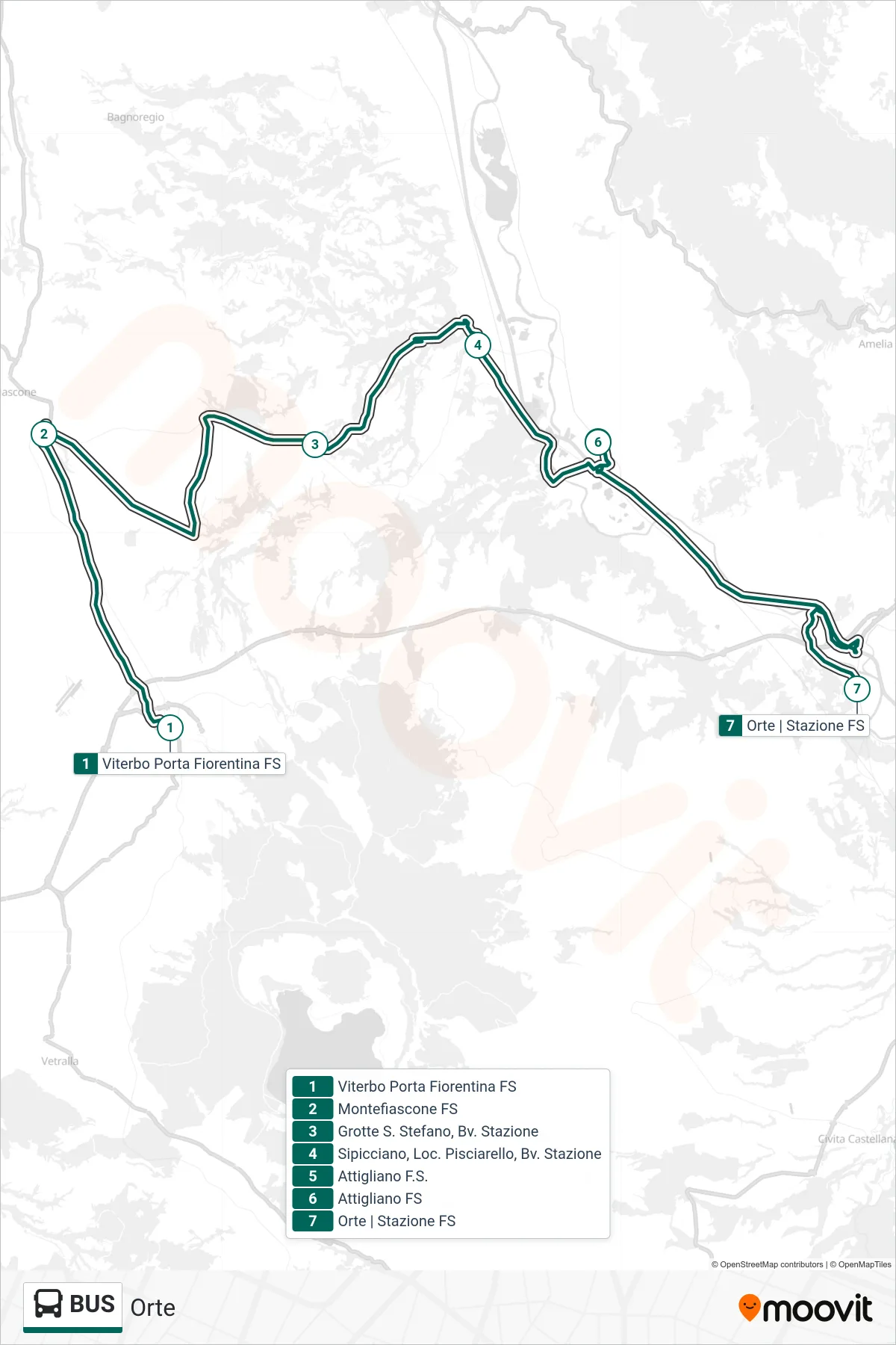 Linea BUS bus (Orte) - Percorsi e fermate sulla mappa