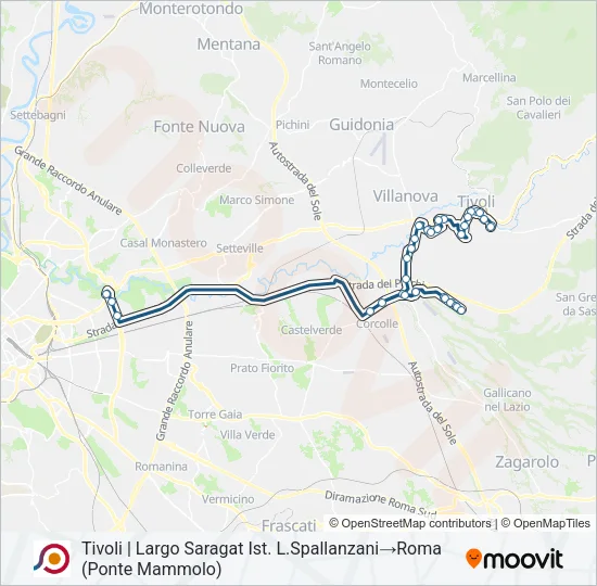Percorso linea bus COTRAL