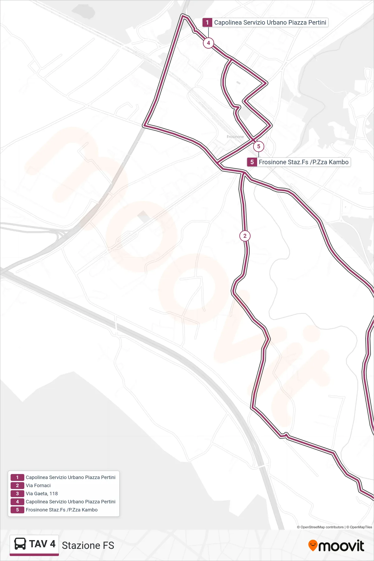 Linea TAV 4 bus (Stazione FS) - Percorsi e fermate sulla mappa
