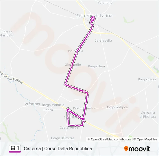 1 Bus Line Map