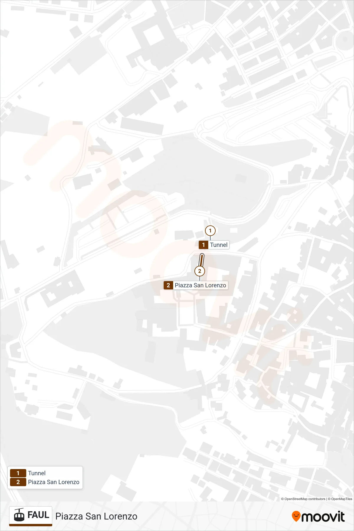 FAUL gondola Line (San Lorenzo Square) route and stops on a map