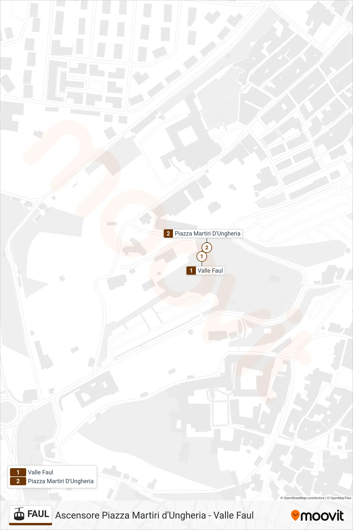 Linea FAUL impianto di risalta (Piazza Martiri d'Ungheria) - Percorsi e fermate sulla mappa
