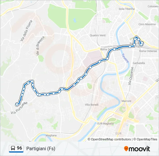 96 Bus Line Map