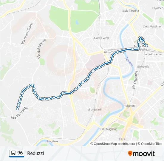 96 Bus Line Map