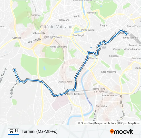 Percorso linea bus H