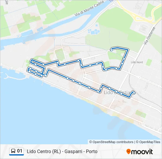 Percorso linea bus 01