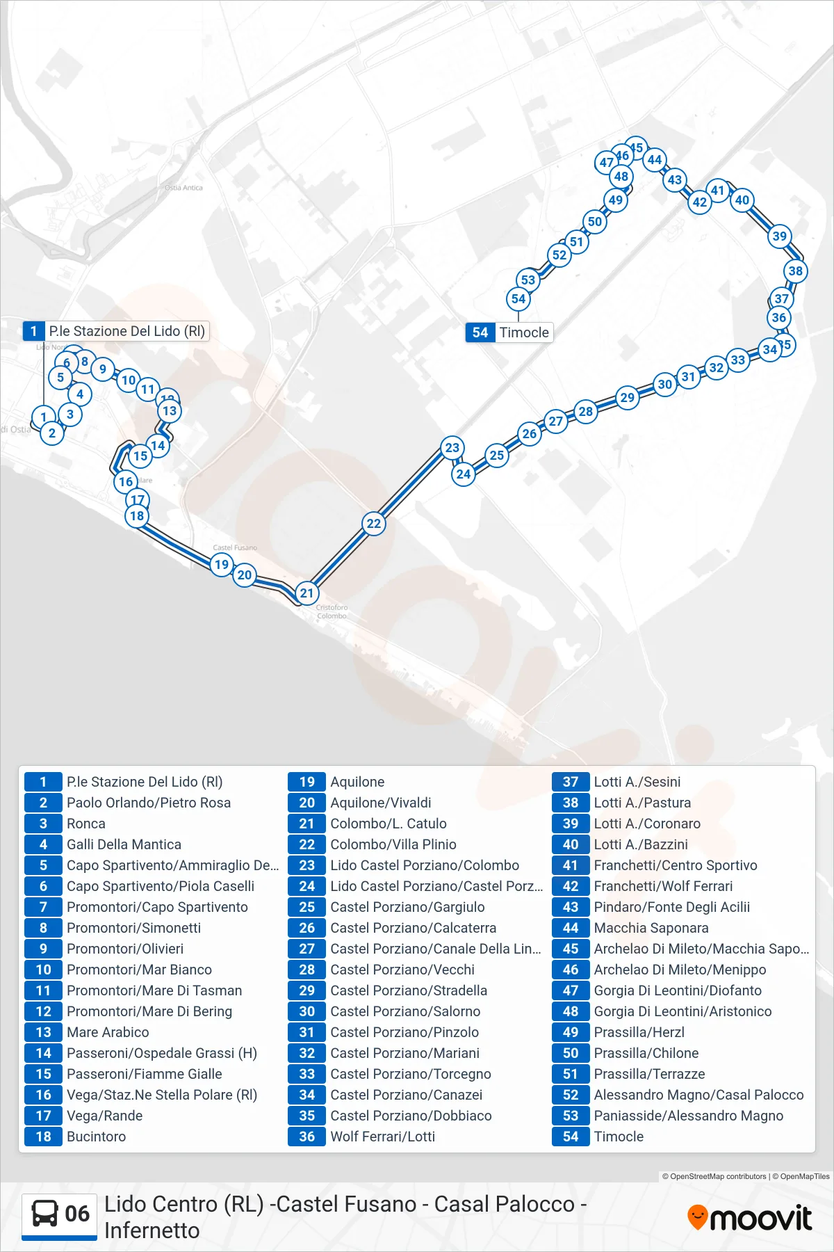 Linea 06 bus (Timocle) - Percorsi e fermate sulla mappa