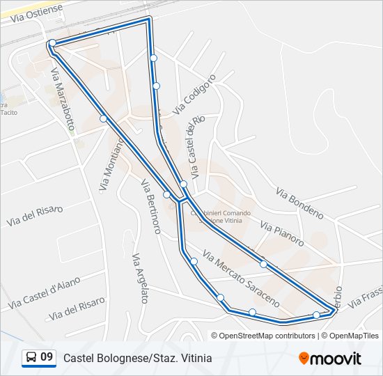 Percorso linea bus 09