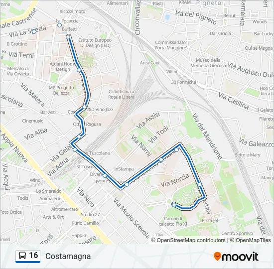 16 Bus Line Map