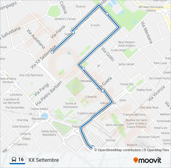 16 Bus Line Map