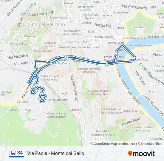 34 Bus Line Map