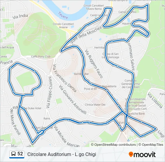 52 Bus Line Map