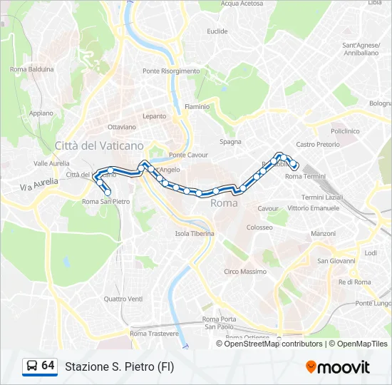 Percorso linea bus 64