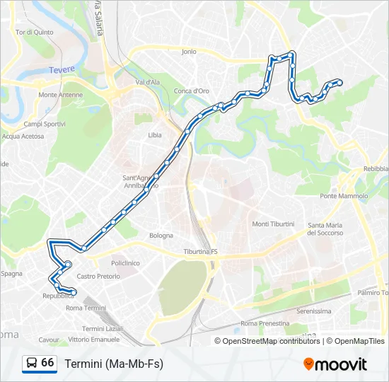66 Bus Line Map