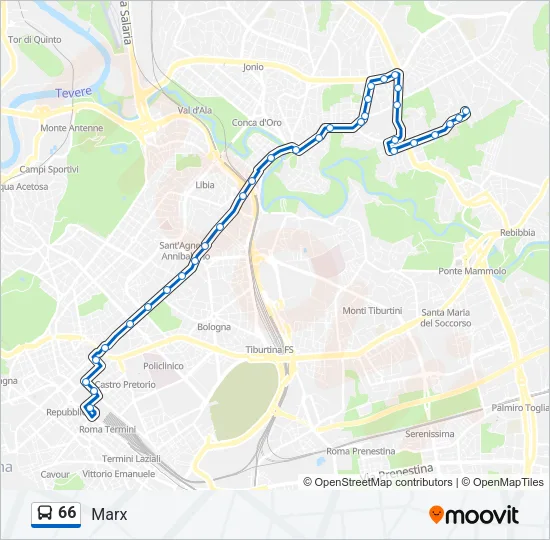 66 Bus Line Map