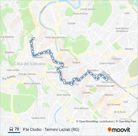 70 Bus Line Map