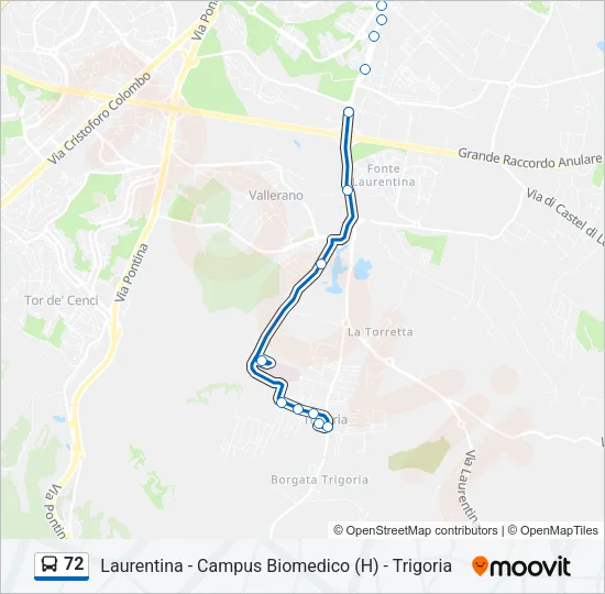 72 Bus Line Map