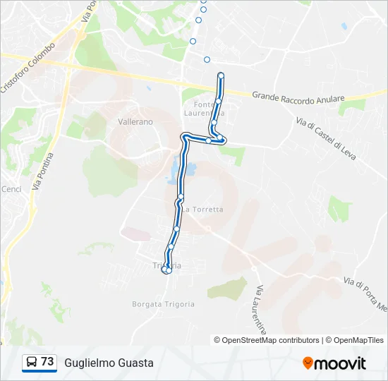 73 Bus Line Map