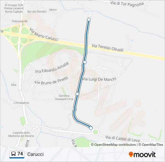 74 Bus Line Map