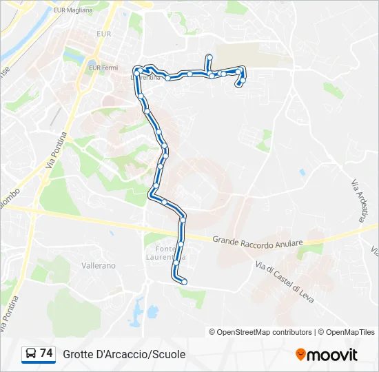 Percorso linea bus 74