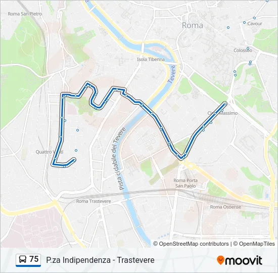 Percorso linea bus 75